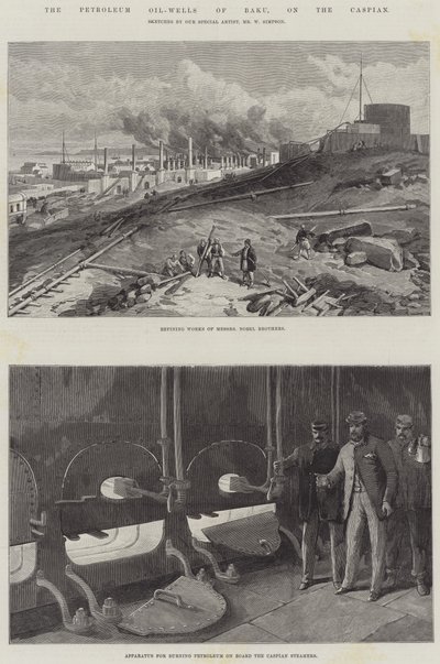 Los Pozos de Petróleo de Bakú, en el Caspio de William Crimea Simpson